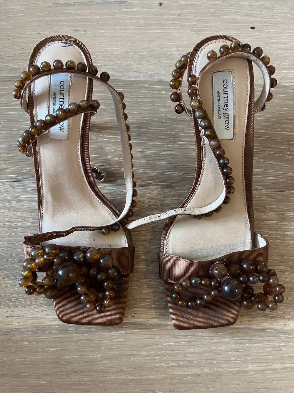 Antonio Melani x Courtney Grow brown beaded heels